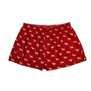 Victoria's Secret PINK Pajama Shorts Women Size Medium Red Holiday Dog Print